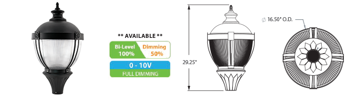 LED - Post Top Acorn Fixtures - 90xxx Series